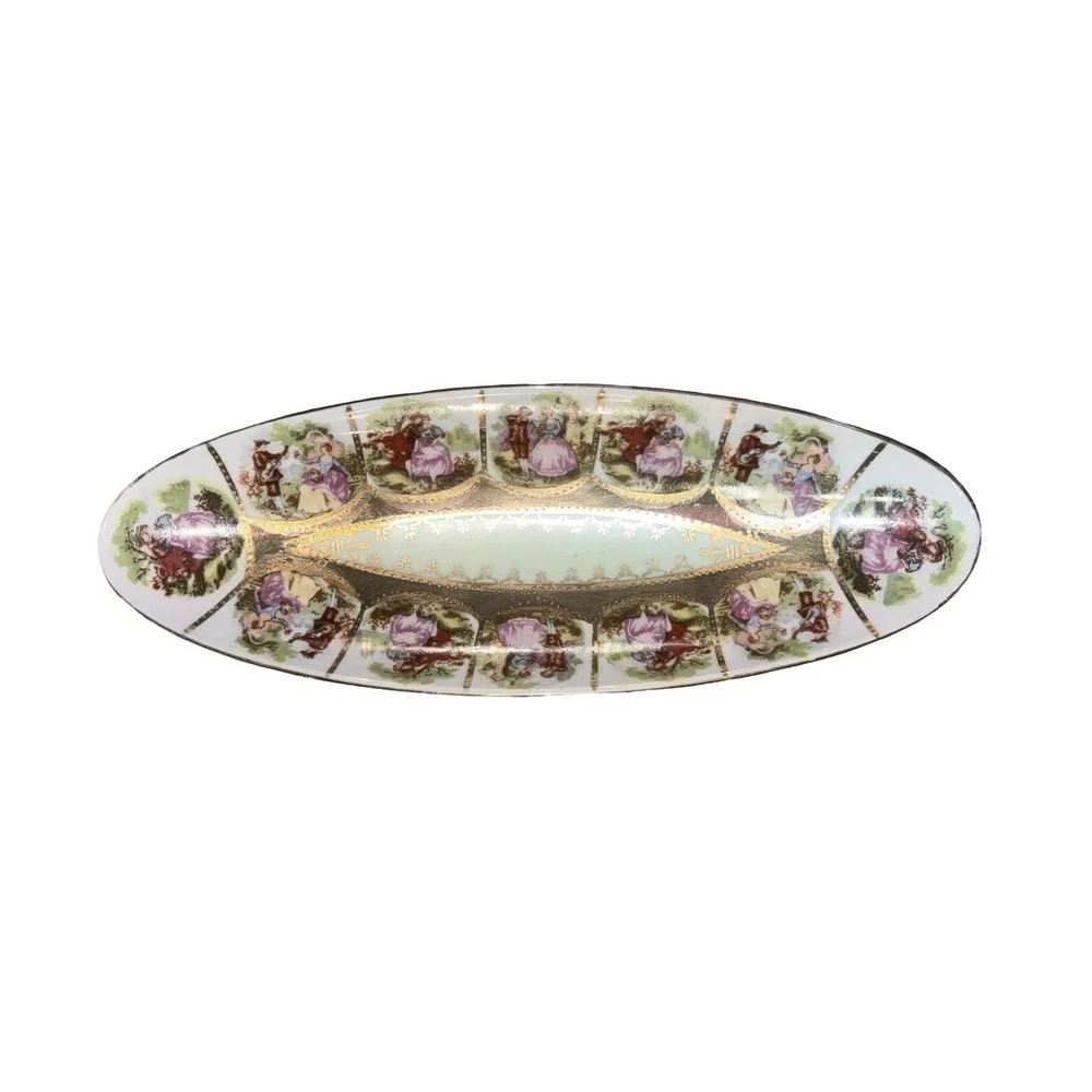 Vintage Courting Couple Porcelain Trinket Dish 10